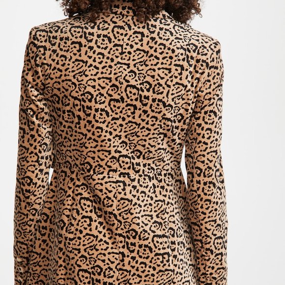 Good American Velvet Leopard Blazer Jacket Animal Print Neutral Career SMALL - Picture 2 of 15